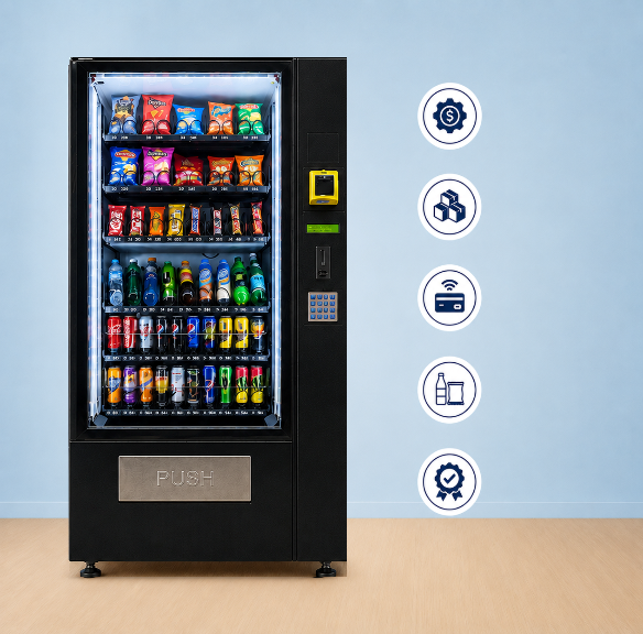 CV5 Plus large vending machine key features - cashless, 24/7 monitoring, ultra-high capacity