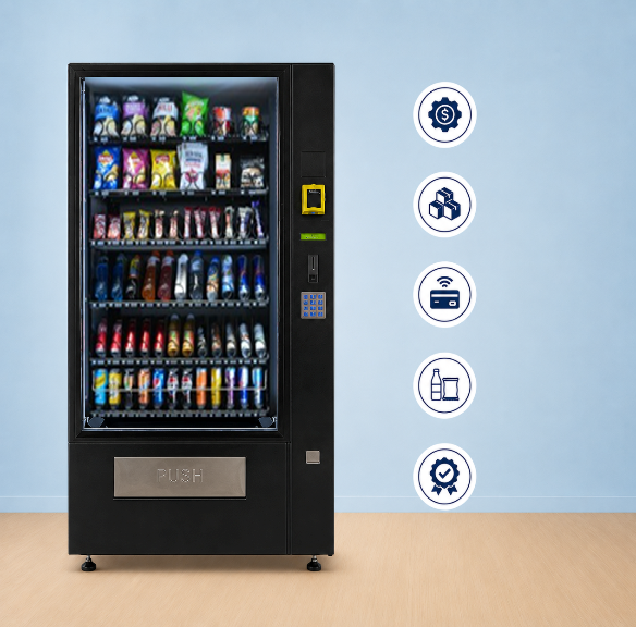 CV6 Plus premium vending machine key features - cashless, guaranteed vends, modern retail